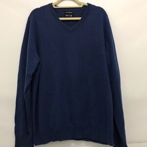 APT. 9 Men's V-Neck Cashmere Sweater in Blue Size XXL